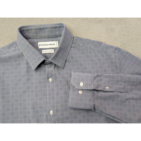 Mizzen+Main Other - MIZZEN+MAIN Mens XX LARGE Leeward Standard Fit Blue Gray Check Dress Shirt